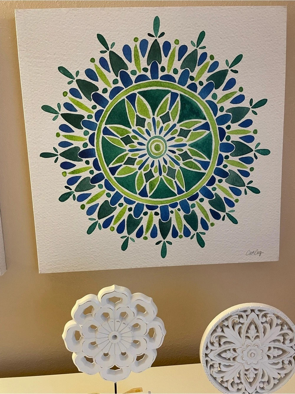 Green & Blue Geometric Wall Art Print